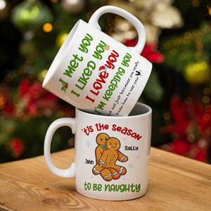 Tis The Season To Be Naughty Couple, Personalized Mug - Christmas Gift For Couples - Coffee Mug - GoDuckee