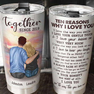 Ten Reasons Why I Love You - Personalized Couple Tumbler Cup - Tumbler Cup - GoDuckee