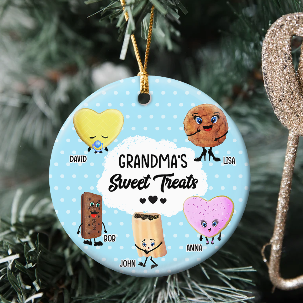 Grandma Sweet Treats Personalized Ceramic Circle Ornament - Ornament - GoDuckee