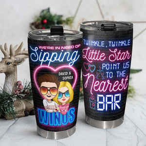 Couple In Need Of Sipping Winos, Twinkle Little Star Point Us To The Nearest Bar, Personalized Tumbler - Tumbler Cup - GoDuckee