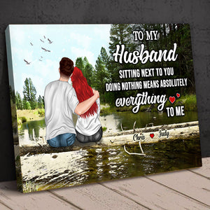 Personalized Couple Canvas Print, Forest Lake View, Sitting Next To You Means Everything To Me, - Poster & Canvas - GoDuckee