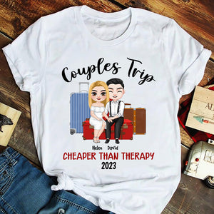 Couple Trip Cheaper Than Therapy, Couple Hand In Hand T-shirt Hoodie Sweatshirt - Shirts - GoDuckee