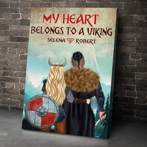 Personalized Viking Couple Couple - My Heart Belongs To A Viking - Poster & Canvas - GoDuckee