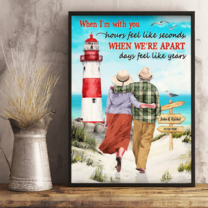 When I'm With You Hours Feel Like Seconds, Personalized Couple Canvas Print, Gift for Lover - Poster & Canvas - GoDuckee