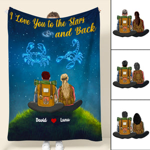 Personalized Zodiac Hiking Couple Blanket - I Love You To The Stars And Back - Blanket - GoDuckee