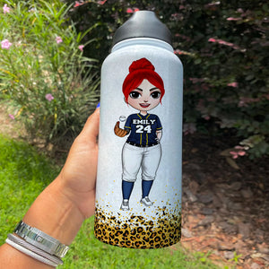 Personalized Female Baseball Player Water Bottle - Dear Mom, Thank You - Water Bottles - GoDuckee