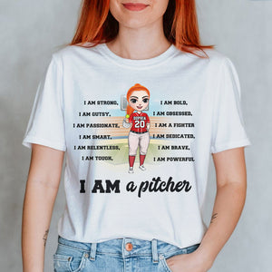 I Am - Personalized Shirts - Gift For Softball Player - Female Softball Front View - Shirts - GoDuckee