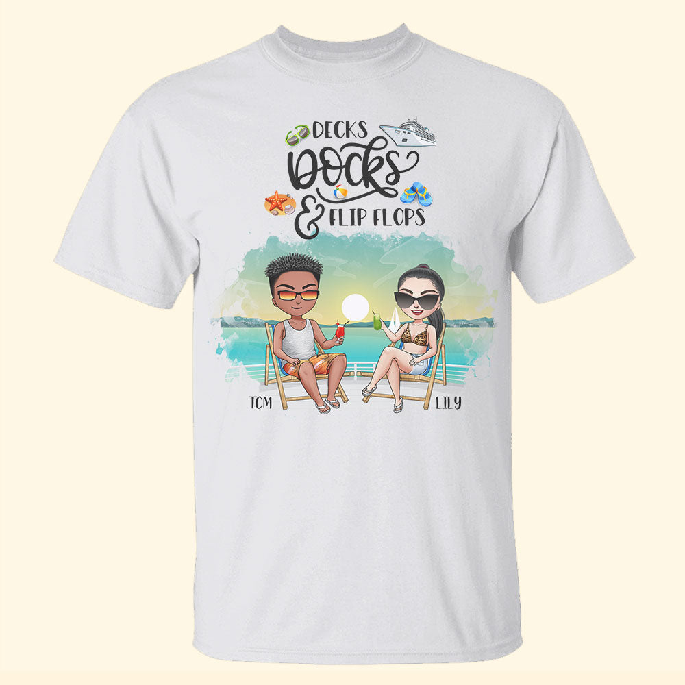 Decks Docks And Flip Flops Personalized Cruising Shirts Couple Drinking - Shirts - GoDuckee
