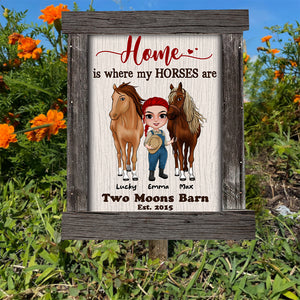 Home Is Where My Horses Are [Barn Name], Farm Printed Metal Sign Gift For Horse Lovers - Metal Wall Art - GoDuckee