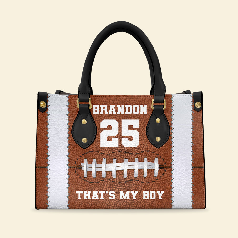 Personalized Football Mom Leather Bag, Gift For Football Lovers - Leather Bag - GoDuckee