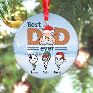 Best Dad Ever- Personalized Ceramic Ornament- Sperm Kids - Ornament - GoDuckee