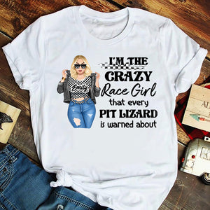 I'm The Crazy Race Girl - Personalized Shirts - Gift For Dirt Track Racing Girl Motocross Girl - Cool & Badass Woman - Shirts - GoDuckee