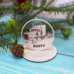 Trucker Semi Truck Wood Color, SORMHC, Personalized 3D Ornament - Ornament - GoDuckee