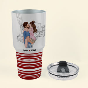 I Want You To Shove Me Against The Wall Personalized Couple Tumbler, Gift For Couple - Drinkware - GoDuckee