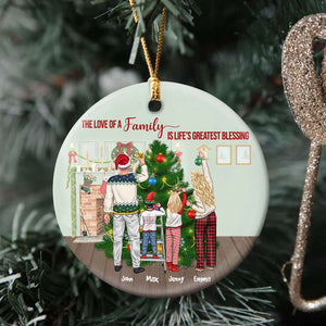 The Love Of A Family Is Life's Greatest Blessing, Personalized Ceramic Ornament Christmas Gift For Family - Ornament - GoDuckee