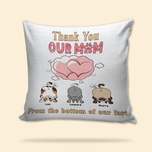 Thank You Our Mom, Personalized Square Pillow, Sleeping With Mom, Mother's Day, Birthday Gift For Cat Mom - Pillow - GoDuckee