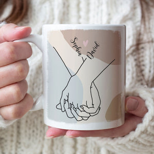 Couple Hold My Hand For A While But You Hold My Heart Forever, Personalized White Mug - Coffee Mug - GoDuckee