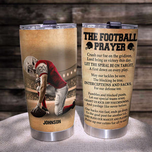 American Football Personalized Tumbler Cup - The Football Prayer - Kneeling Player - Tumbler Cup - GoDuckee