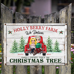 Couple Farm Family Owned Christmas Tree, Printed Metal Sign Couple Christmas Gift - Metal Wall Art - GoDuckee