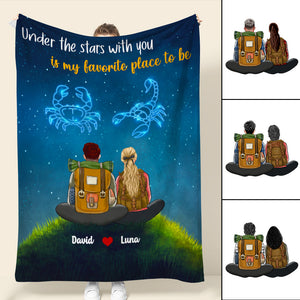 Personalized Zodiac Hiking Couple Blanket - Under The Stars With You - Blanket - GoDuckee