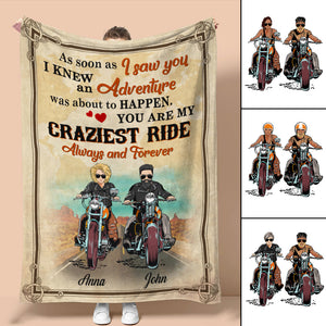 Personalized Biker Couple Blanket - You Are My Craziest Ride - Marriage Chapter - Blanket - GoDuckee