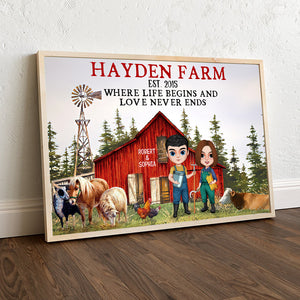 Where Life Begins And Love Never Ends Personalized Farm Couple Poster - Poster & Canvas - GoDuckee