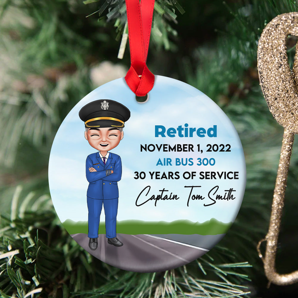 Personalized Pilot Circle Ceramic Ornament, Christmas Gift For Pilot - Ornament - GoDuckee