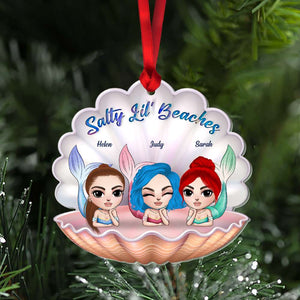 Salty Lil' Beaches Mermaid Friends, Personalized Shape Ornament Christmas Gift For Besties - Ornament - GoDuckee