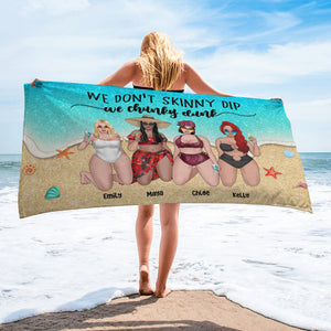We're Chunky Drunk - Personalized Beach Towel - Gifts For Big Sister, Sistas, Girls Trip - Floral & Leopard Pattern - Beach Towel - GoDuckee