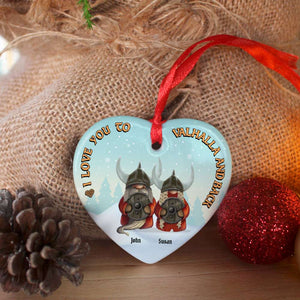 Viking Gnome Couple, Personalized Ceramic Ornament, Christmas Gift For Couple - Ornament - GoDuckee