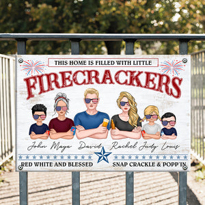 This Home Is Filled With Little Firecrackers - Personalized Metal Sign - Metal Wall Art - GoDuckee