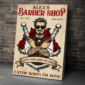 Personalized Tattooed Barber Poster - I Stop When I'm Done - Vintage - Poster & Canvas - GoDuckee