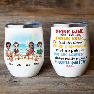 Friends Drink Wine Feel Fine - Personalized Wine Tumbler - Wine Tumbler - GoDuckee