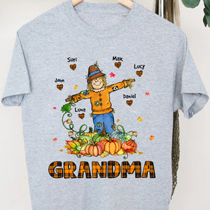Halloween Scarecrow Grandma Personalized Autumn Shirt, Gift For Grandma - Shirts - GoDuckee