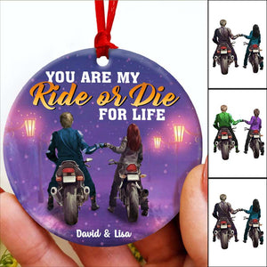You Are My Ride Or Die For Life - Personalized Christmas Ornament - Gift for Biker Couple - Ornament - GoDuckee