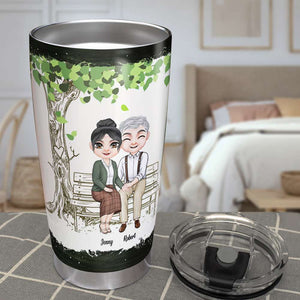 Personalized Couple Tumbler, Till The Bitter Wrinkly Saggy End - Tumbler Cup - GoDuckee