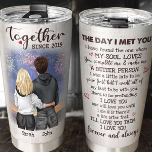 Personalized Hoodie Couple Tumbler Cup - Together Since The Day I Met You - Tumbler Cup - GoDuckee