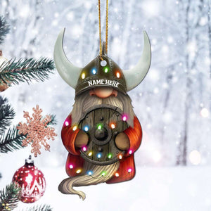 Viking Gnome Couple With Printed Christmas Light - Personalized Christmas Ornament - Gift For Couples - Ornament - GoDuckee