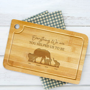 Everything We Are, Gift For Mom, Personalized Cutting Board, Elephant Cutting Board, Mother's Day Gift - Home Decor - GoDuckee