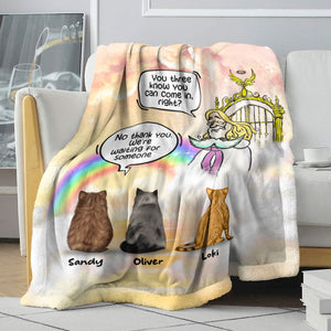 No Thank You I'm Waiting For Someone, Personalized Heaven Cat Blanket, Gift For Cat Lovers - Blanket - GoDuckee