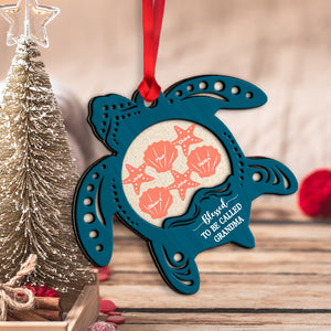 Blessed To Be Called Grandma. Personalized Turtle Grandma Wood Layer Ornament, Christmas Gift - Ornament - GoDuckee