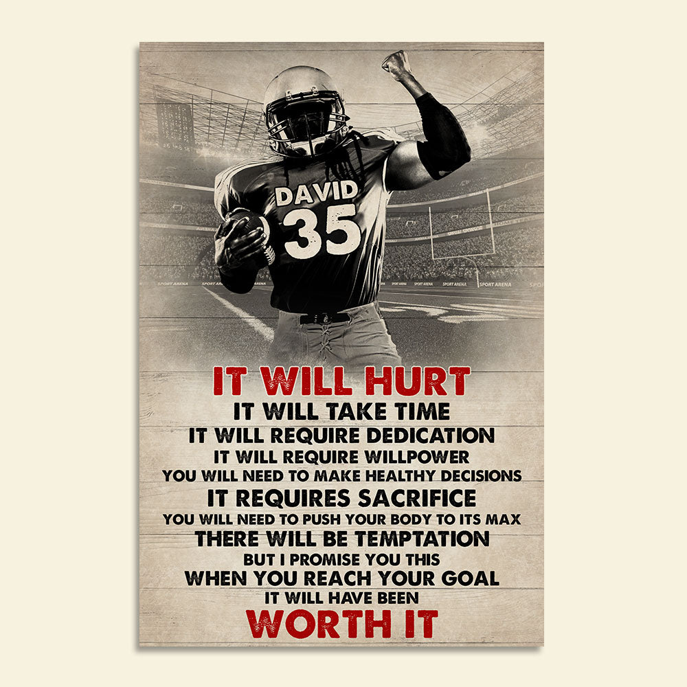 Vintage American Football Player Poster - It Will Heart It Will Take Time - Poster & Canvas - GoDuckee