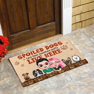 Spoiled Dogs And Their Household Staff Live Here - Personalized Doormat - Doormat - GoDuckee