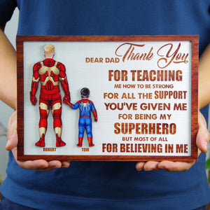 Dear Dad Thank You - Personalized Layered Wood Sign Stand - Gift For Dad - Wood Sign - GoDuckee