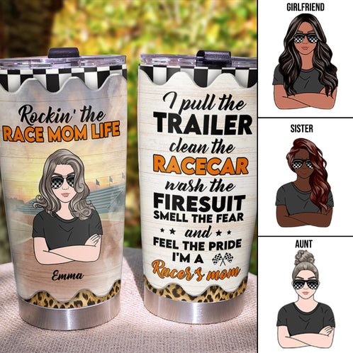 Personalize Racing Tumbler - Rockin' The Race Mom Life - Tumbler Cup - GoDuckee
