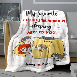 My Favorite Place, Gift For Couple, Personalized Blanket, Sleeping Couple Blanket, Anniversary Gift - Blanket - GoDuckee
