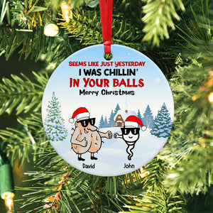 Seems Like Yesterday We Were Chillin' in Your Balls Personalized Dad Ornament, Christmas Tree Decor - Ornament - GoDuckee