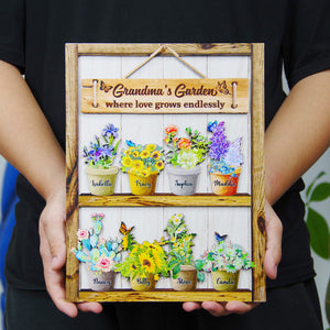 Grandma's Garden Where Love Grows Endlessly - Layered Wood Sign Stand - Wood Sign - GoDuckee