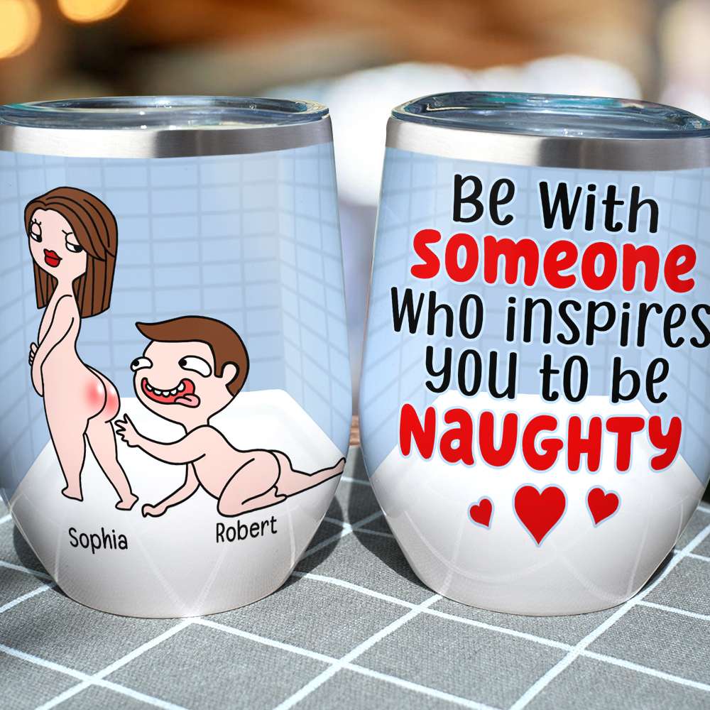 Personalized Funny Couple Tumbler - All My Naughty Thoughts Involve Me -  GoDuckee