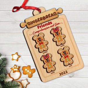 Gingerbread Friends Comprehension And Fun, Best Friend Personalized Wood Ornament Gift - Ornament - GoDuckee